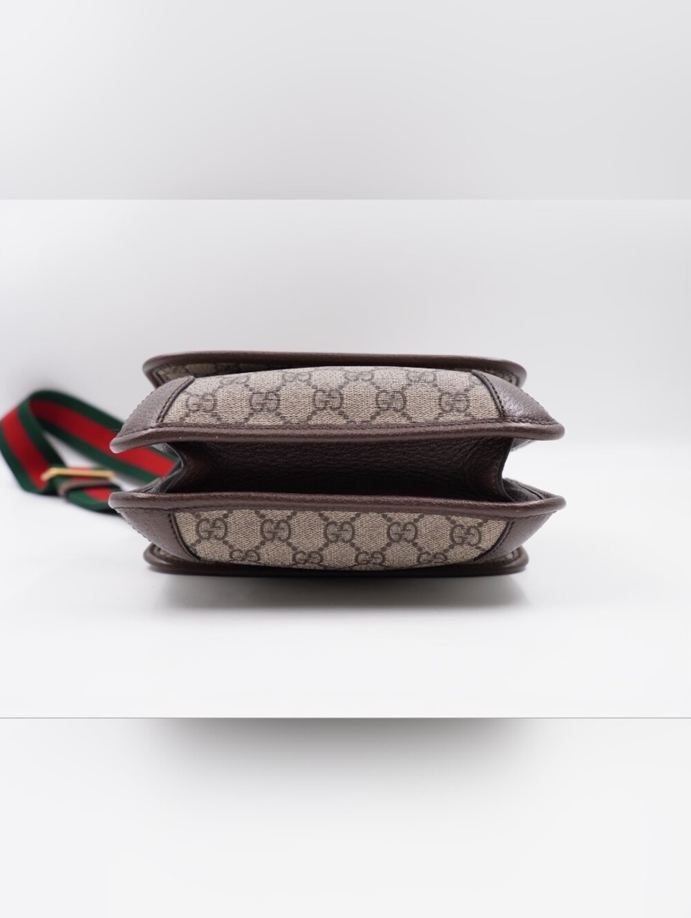 BT08 💟 GUCCI GG Supreme Monogram Web Neo Vintage Flap (Small) Messenger Bag - Picture 9 of 13